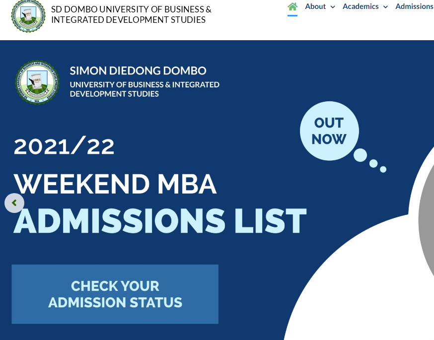 SDD-UBIDS Admissions List for Weekend MBA 2021/2022