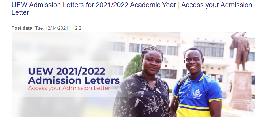 How to Print UEW Admission Letter