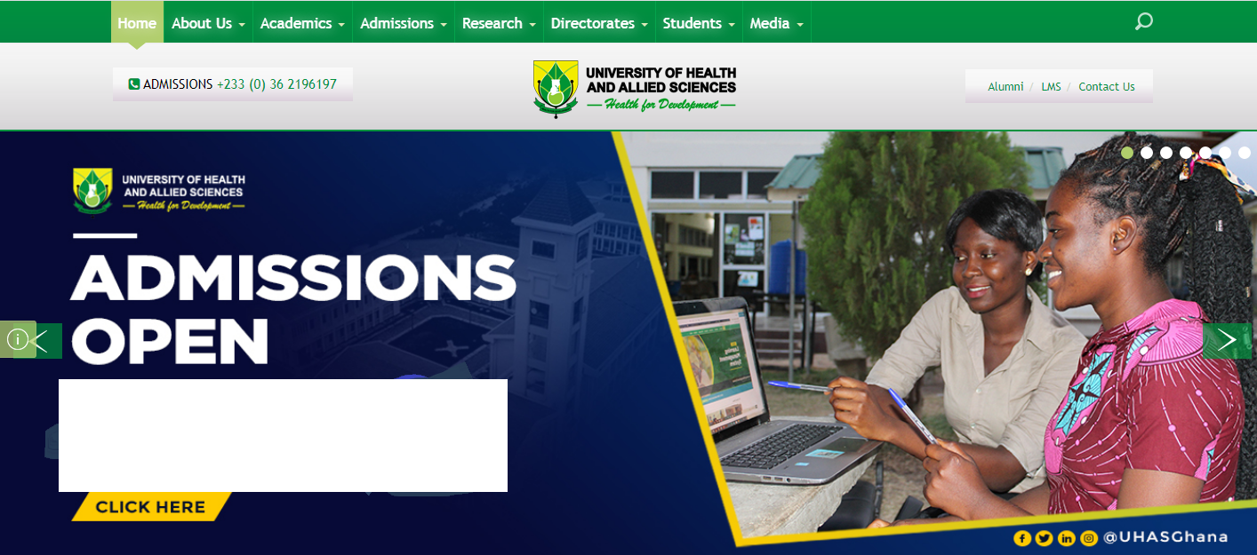 UHAS Undergraduates Admission Forms for the 2022/2023 Academic Year