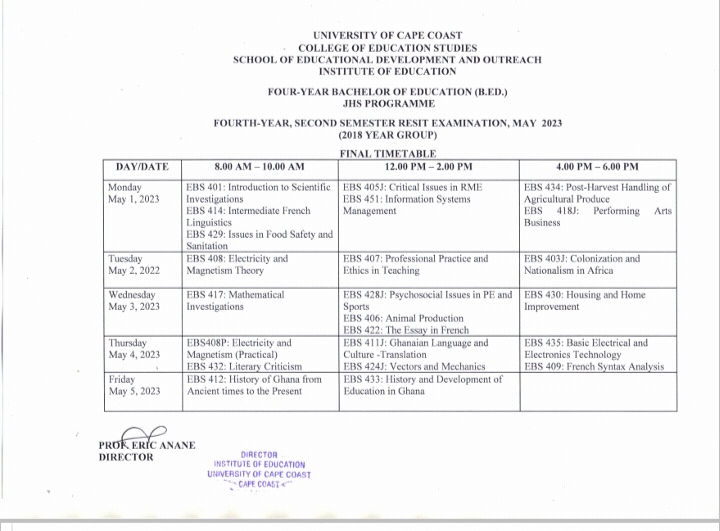 Ucc Resit Timetable - JHS Programmes